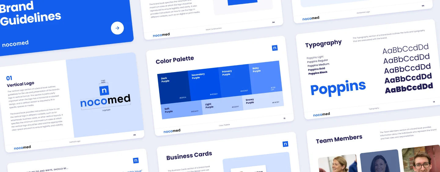Nocomed website and brand identity